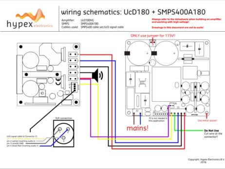 Hypex UcD 180 HG with HxR wiring diagram